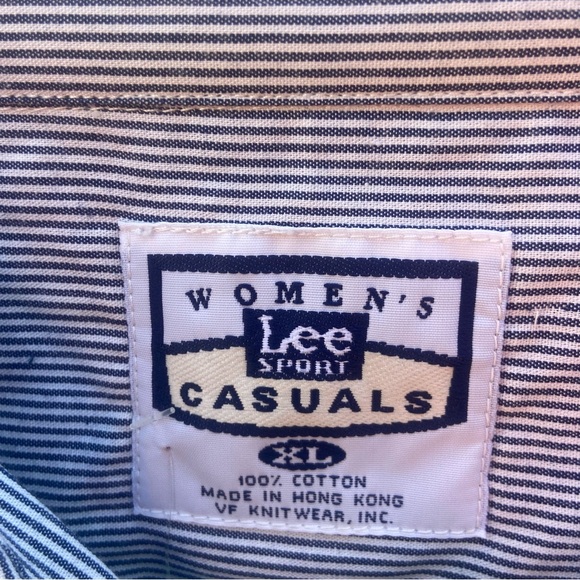Vintage Lee Sport Womens XL New York Giants Striped Longsleeve Button Down Shirt - Picture 3 of 4
